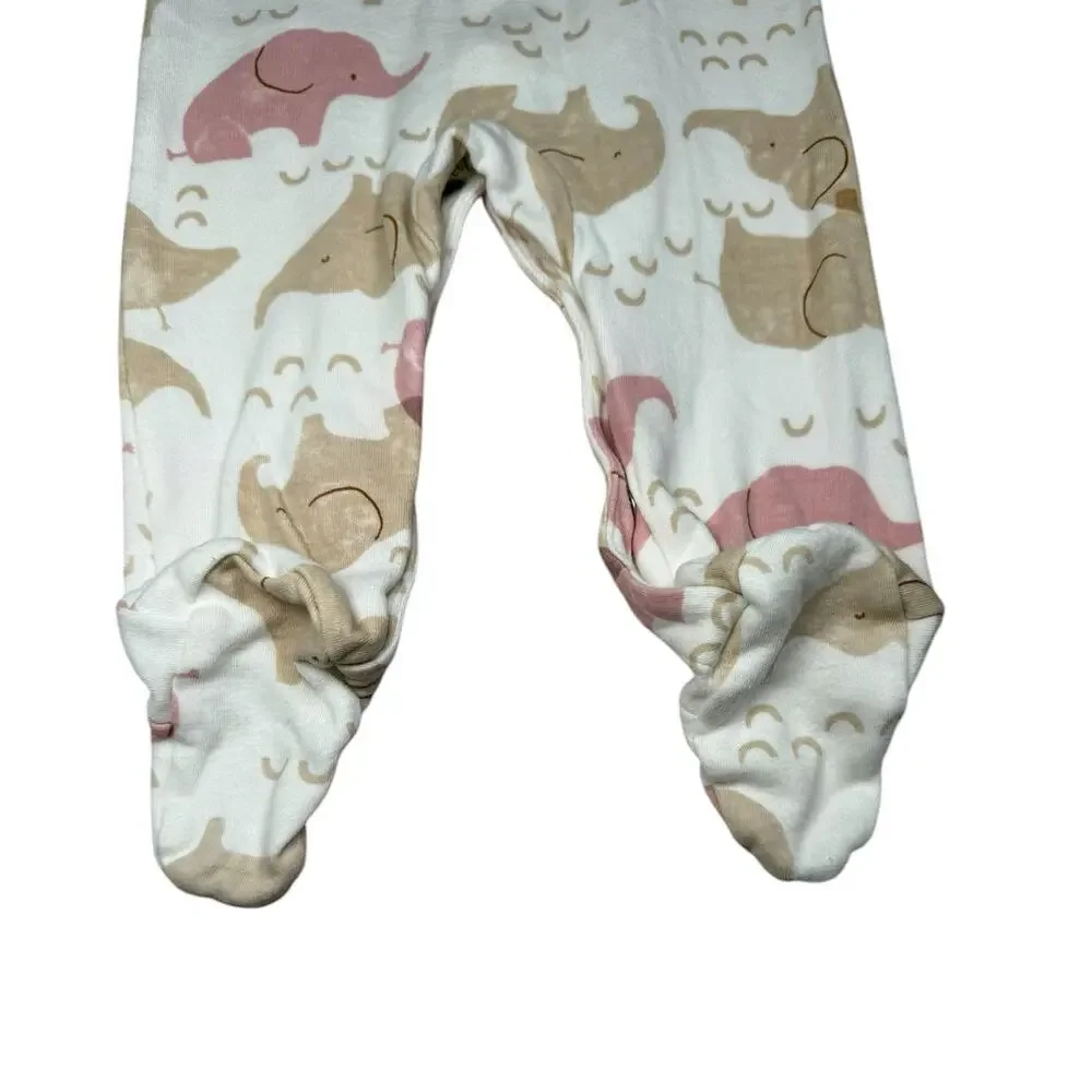 NWOT Carter's Footie Sleeper Pajamas Baby Girl Elephants White 9 Months